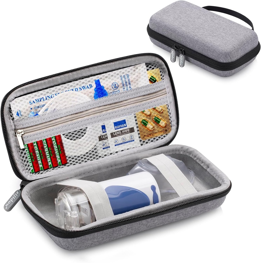 Caja de Nebulizadores Portables para Viajes, Casos Inhaladores para Máquina Asma de Adulto Infantil, Organizador de Suministros Médicos, Casos de Organizador Electrónico para Cord, Cargador (Grey)