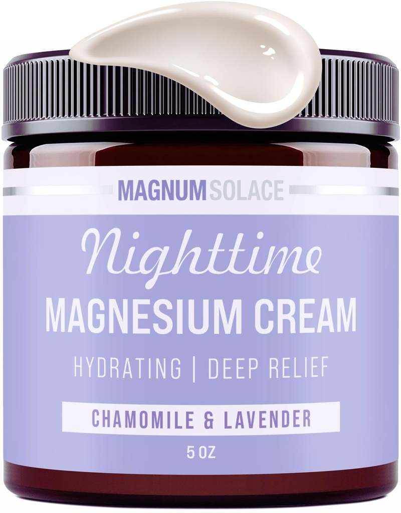 Loción de magnesio – Crema de Magnesio Noche – Aplicar a las piernas, los brazos o el tópico - Cloruro de magnesio tópico – EE.UU. Hecho y seguro para niños (Lavanda de la manzanilla)