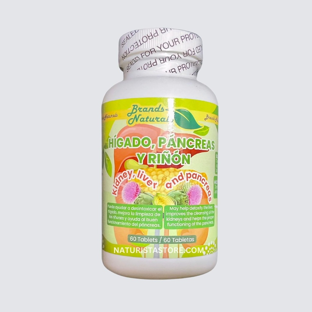 Generic Brands Naturals Kidney Liver &amp; Pancreas (Higado Pancreas Y Rinones) 60 Tabs