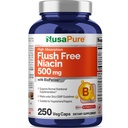 NusaPure Flush Free Niacin 500mg 250 caps (Vegan,No-GMO & Vegan) Bioperina