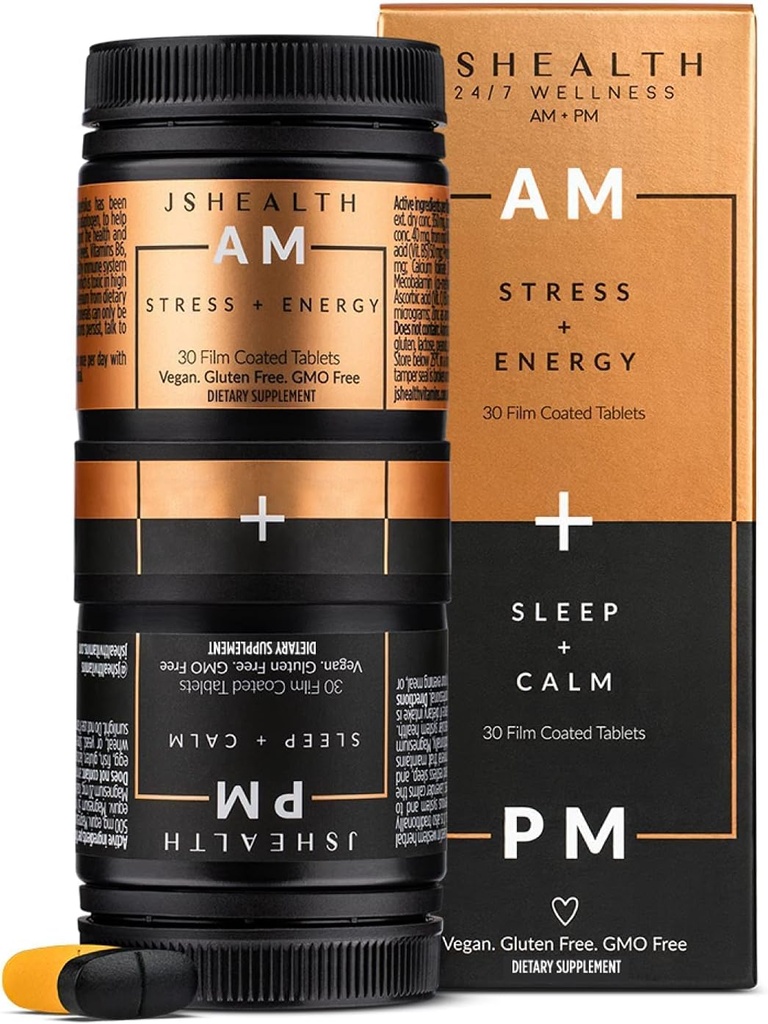 JSHealth Vitamins, AM + PM Fórmula  sometida Daily Multivitamin for Women and Men (60 Tablets, 30 Day Supply)