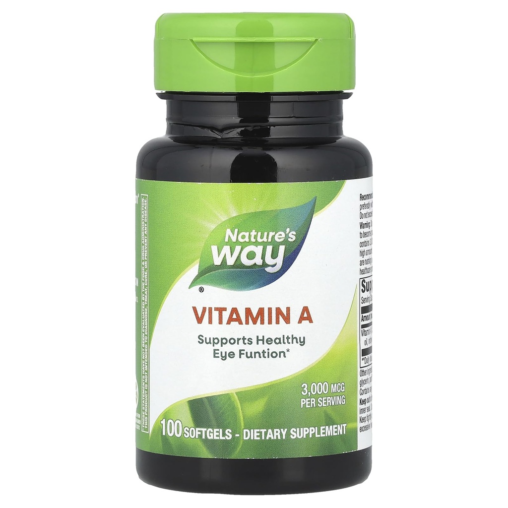 Camino de la Naturaleza Vitamina A, Alta Potencia, soporta Función Ojo Saludable*, 3000 mcg por Serving, 100 Softgels (Paquete Mayo Vary)