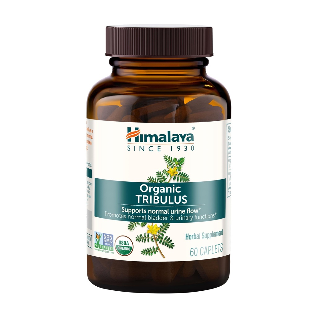 Himalaya Orgánica Tribulus Terrestris - Suplemento Herbal para Control de Vejiga, Resistencia masculina, Prostata y Libido Apoyo - Vegan, No GMO, Gluten Gratis, 688 mg, 60 Caplets