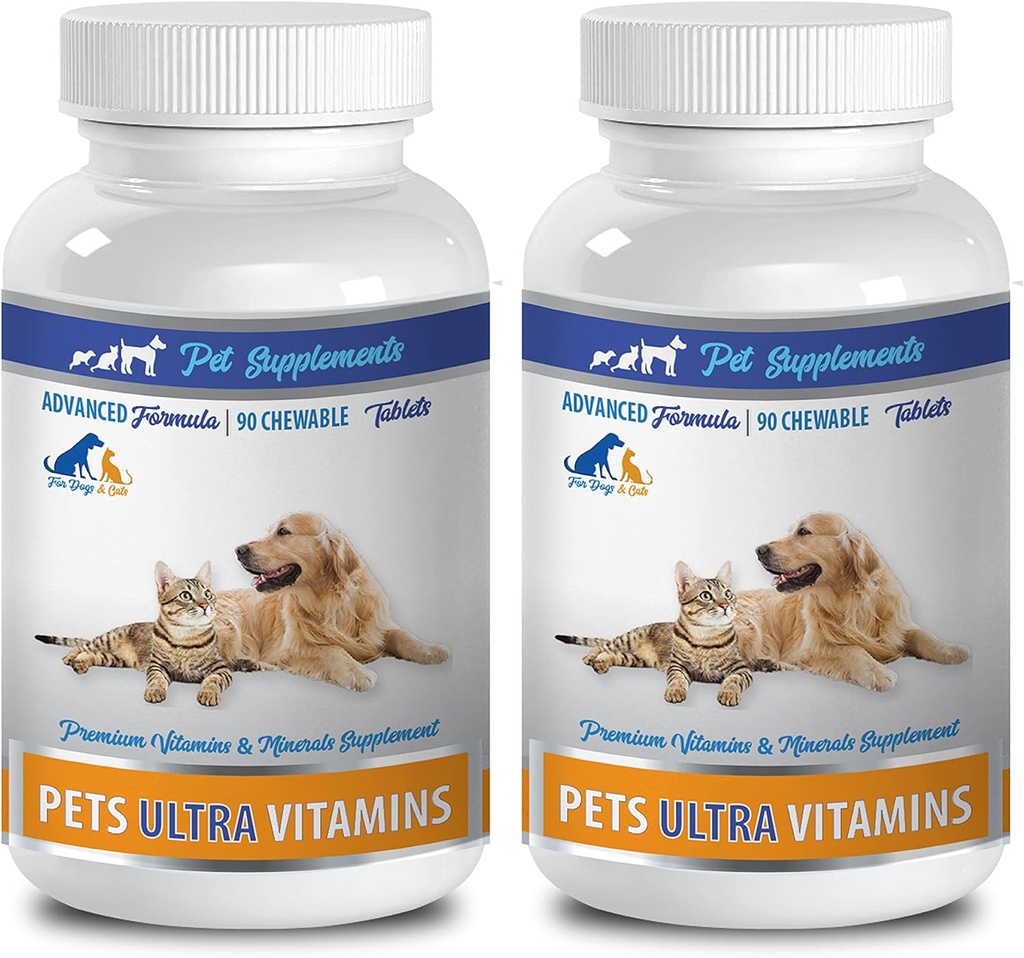 gato antioxidantes - Mascotas Ultra Vitaminas - para perros y gatos - Immune Health - Hair and Coat Beneficios - gato Vitamina b Suplemento - 180 Treats (2 Botellas)
