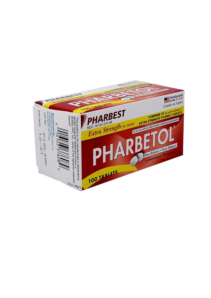 Pharbetol 500mg Tablas de Fuerza Extra 100 Cuenta (Fuerza Extra Genérica)