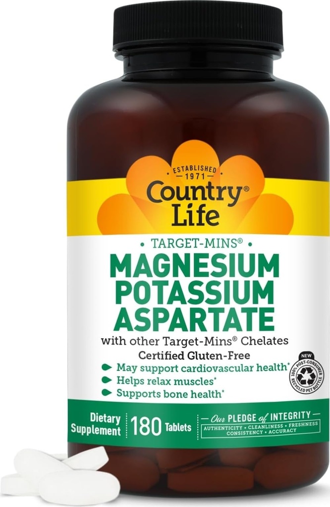 Suplemento de magnesio y potasio para la salud cardíaca, soporte cardiovascular, sistema inmunológico y salud ósea, sin gluten