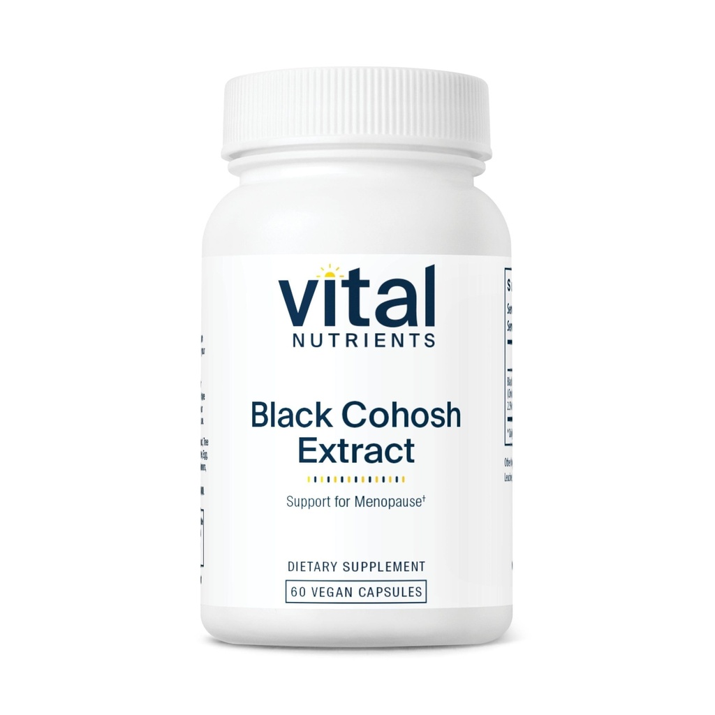 Vital Nutrients Black Cohosh Extracto 250mg Vida Suplemento Vegan para la menopausia de las mujeres, equilibrio hormonal y apoyo PMS* ← Gluten, lácteos y soy libres ← Non-GMO Silencio 60 cápsulas
