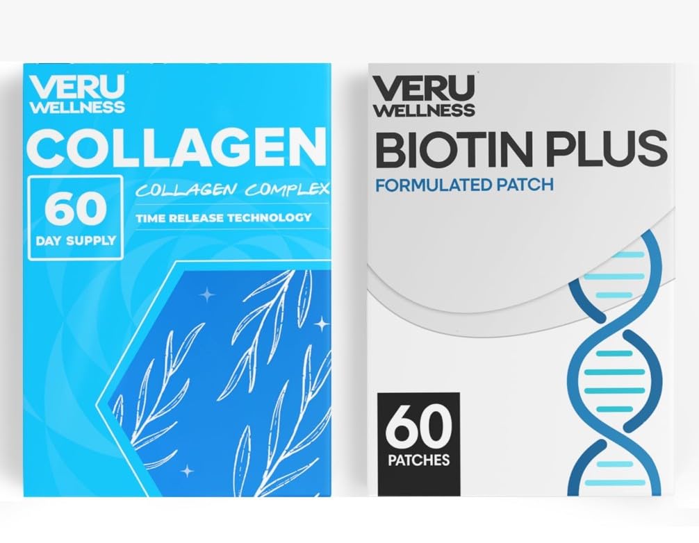 Veru Wellness Biotin & Collagen Patch Duo, 120 Count | Easy To Apply