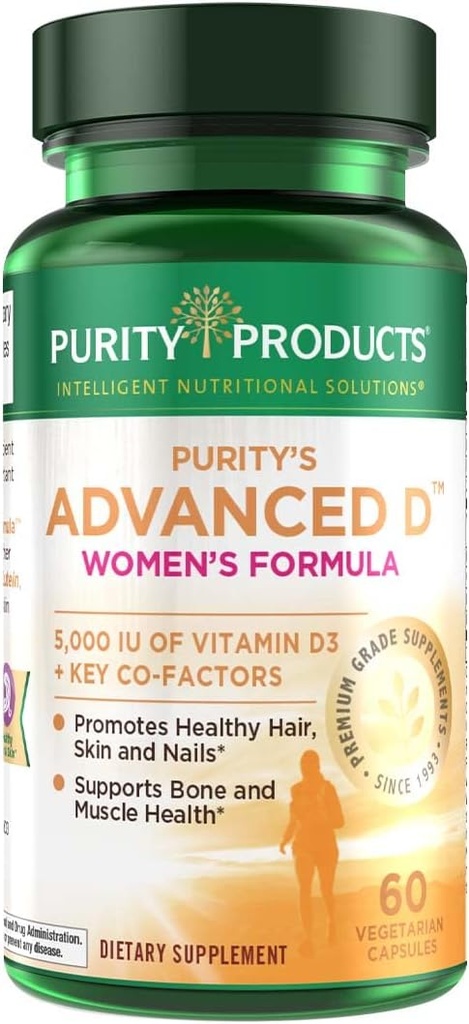 Productos de pureza La fórmula de la mujer de la vitamina D avanzada de la Dra. Cannell Fortificada con luteína y biotina para la piel sana y el cabello - 60 cápsulas vegetarianas