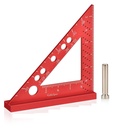 Carpenter Square, Small Triangle Square, 90 Grado Small Square Ruler, Woodworking Measuring Tool with Fixed Miter Angle Pin (Red)