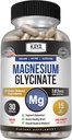 Kaya Naturals Magnesium Glycinate 183mg por Caps, Chelated for Maximum Absorption, Non-GMO, NO Gluten Dairy &amp; Soy, Supports Muscle and Heart Health 30 Count