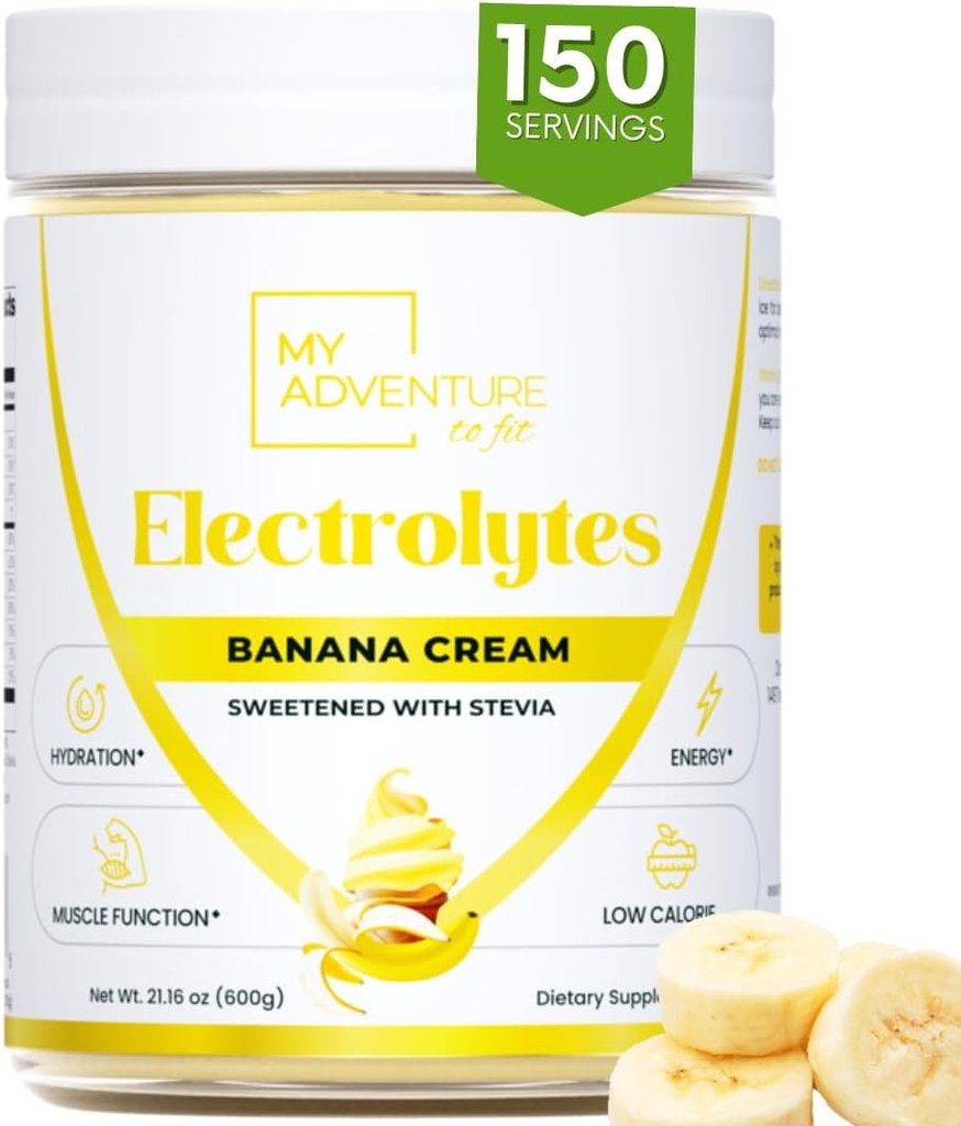 Cero Azúcar - Banana Cream Electrolytes Polvo - Refreshing Hydration - Caffeine Free Energy with All Natural Ingredients - Vegan Keto & Paleo - Electrolitos sin azúcar Powder Drink Mix - 150 Servings