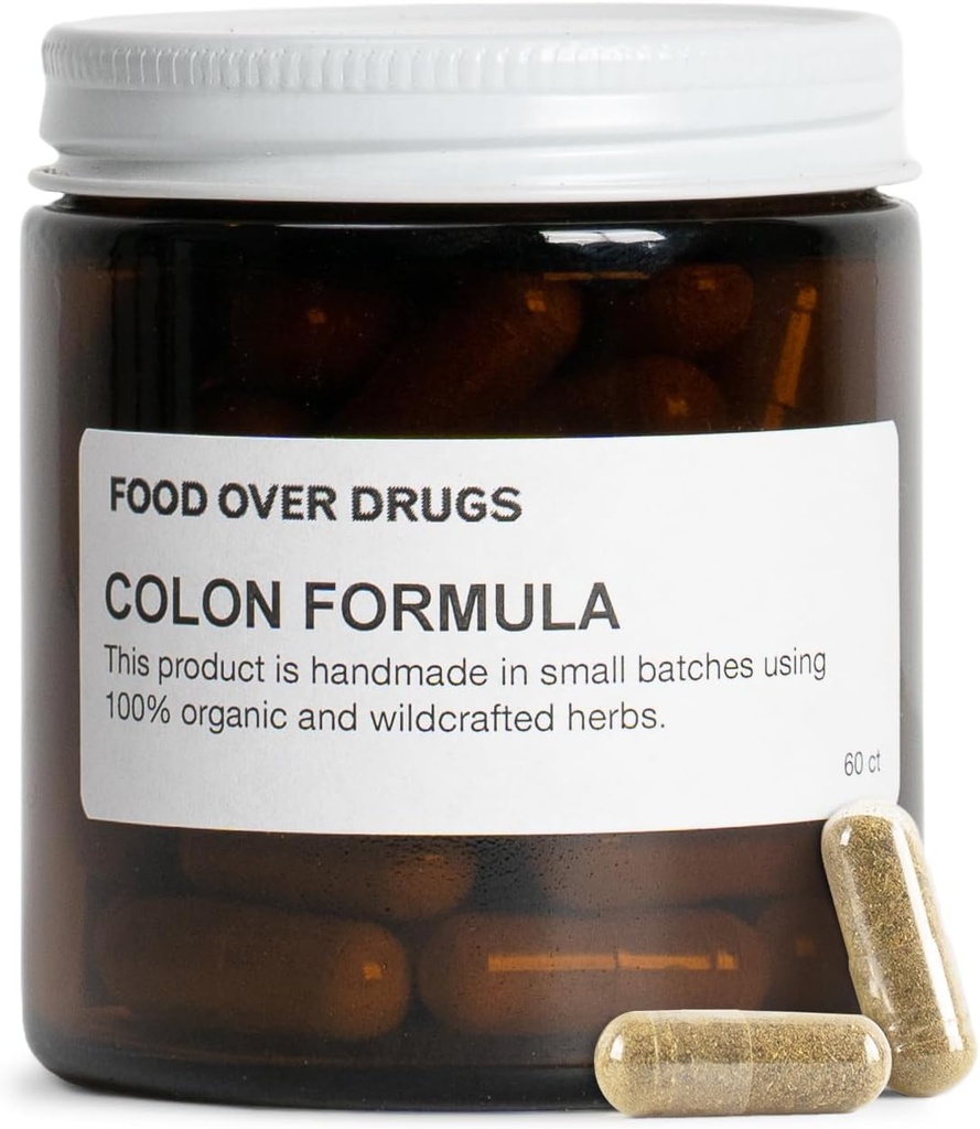 Food Over Drugs Colon Fórmula – Advanced Colon Cleanse Herbal Blend with Cascara Sagrada, Psyllium Husk, Dandelion Root, Ginger, and Marshmallow – Plant-Based Digestive Support Supplement [60 ct]