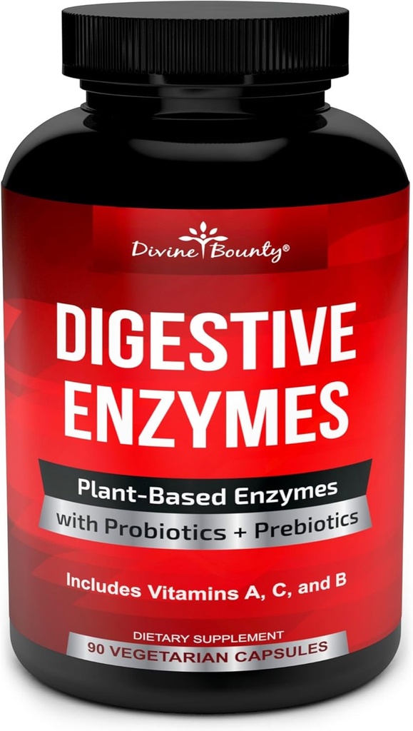 Enzimas Digestivos con Probióticos " Prebióticos con Lipase, Amylase, Bromelain - Apoyar una Tracto Digestivo Saludable para Hombres y Mujeres – 90 cápsulas vegetarianas