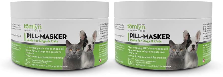 TOMLYN Pill-Masker Original Bacon-Flavored Paste for Dogs & Cats, 4oz, Pack de 2