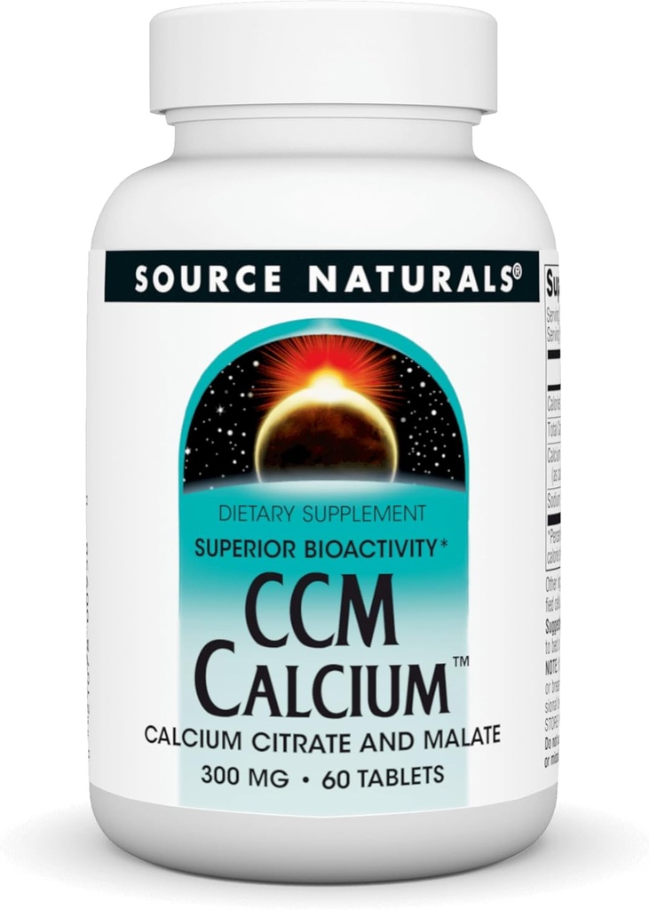 Fuente Naturales CCM Calcio - Calcio Citrato y Malato - 300 mg - 60 Tabletas