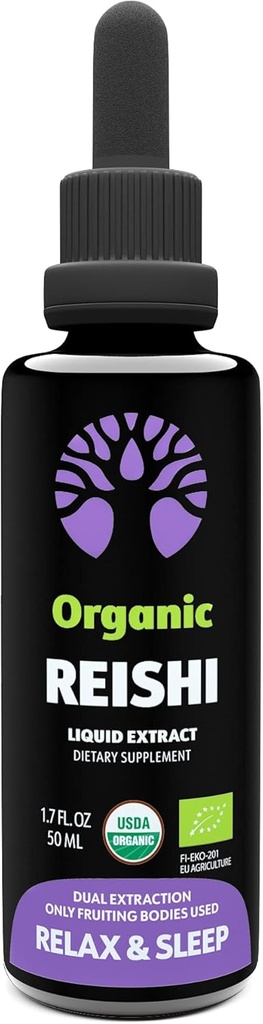 LOOV Orgánica Reishi Mushroom Suplemento – 50 Serviciones – Solo Cuerpos Frutas – Apoyo al sueño e inmune
