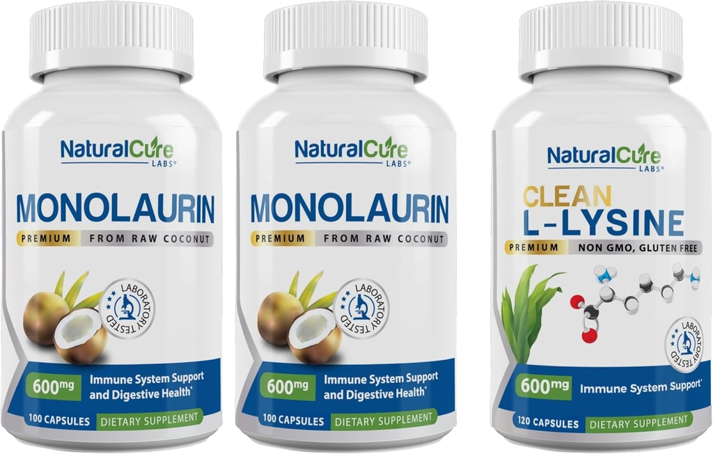 Paquete: Monolaurin 600mg 2 Pack + L-Lysine limpia