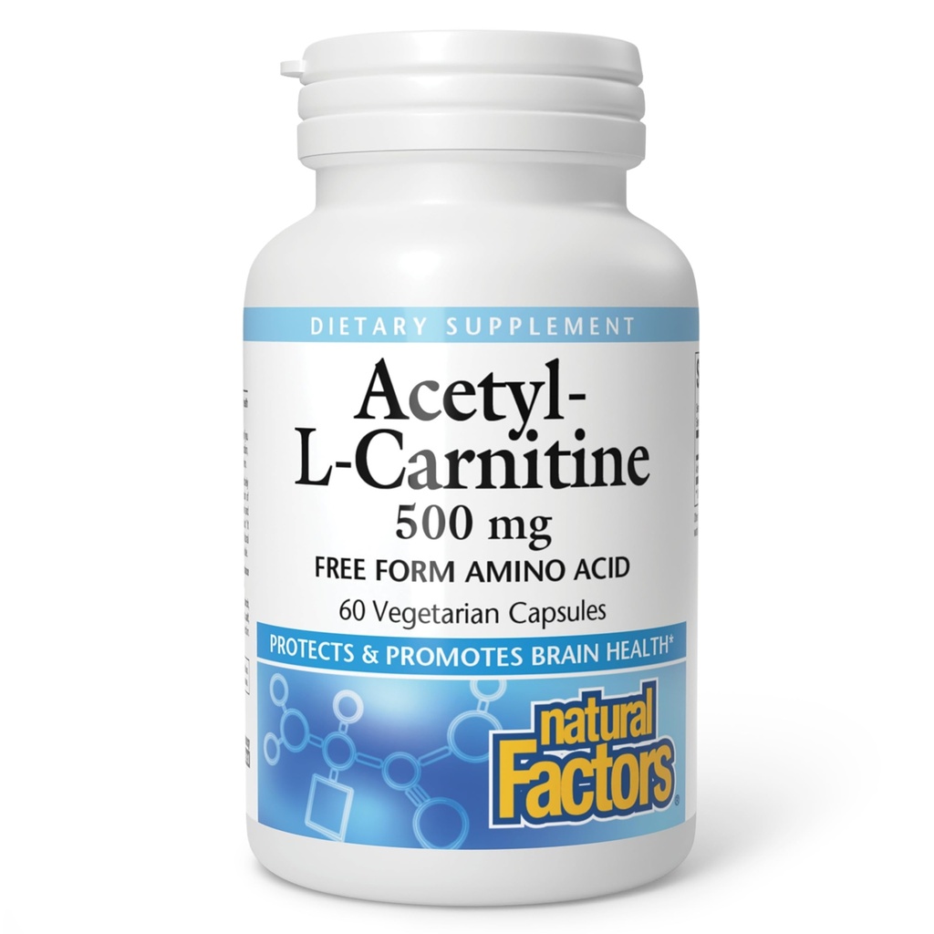 Natural Factors Acetyl L-Carnitine 500 milligrams, 60 Vegetarian Capsules
