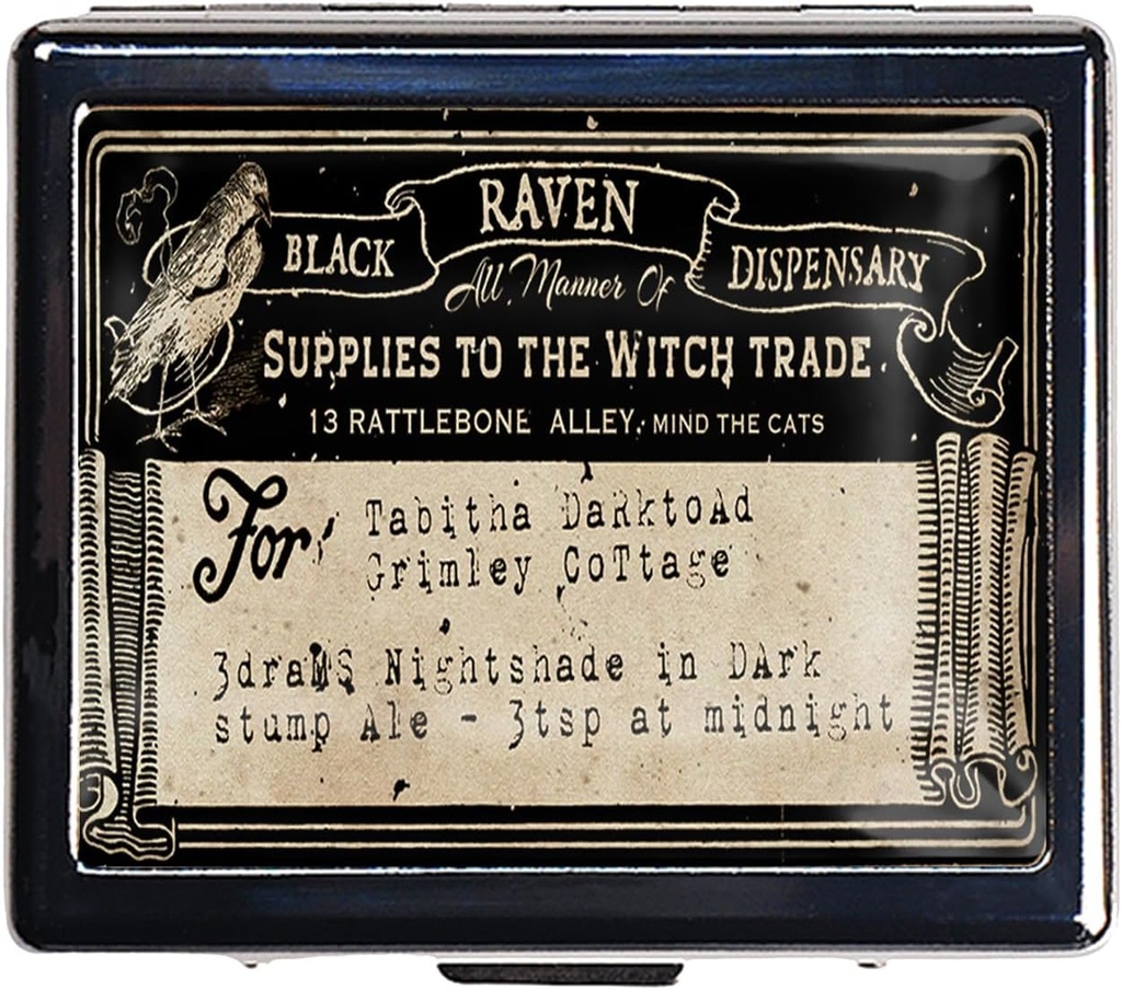 Caja de Píldora Vintage de Plata Caja de Píldora de Metal de 7 Días con Espejo y 8 Compartimientos Organizador lindo de Píldora de Viajes para Purse (Vintage Label)