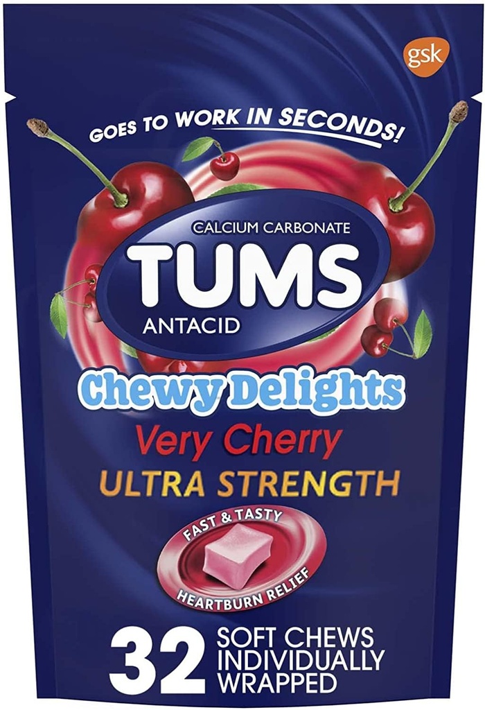 Tums Chewy Delights, Muy Cherry 32 ea Pack de 4 por TUMS