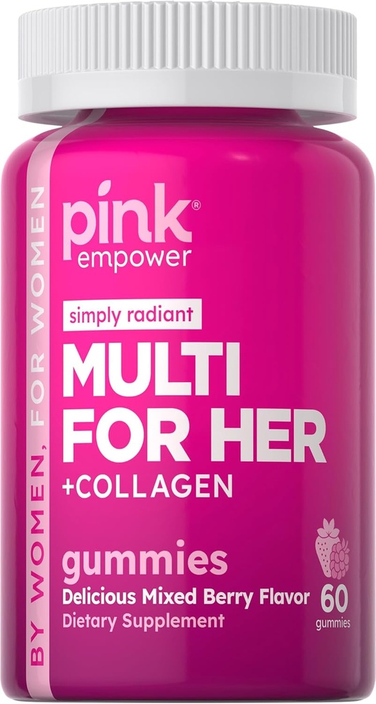 PINK Gummies multivitamínicas para las mujeres ← No GMO & Gluten Gratis TEN Plus Collagen & Biotin