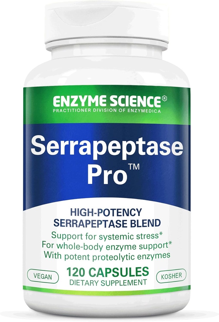 Enzyme Science Serrapeptase Pro, 120 cápsulas - Serratiopeptidase Suplemento para Sinus, Immune &amp; Cardiovascular Support