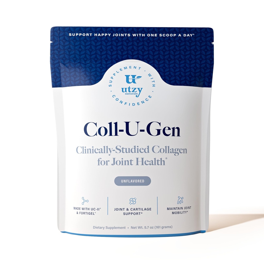Utzy Naturals Coll-U-Gen ← Soporte Conjunto Suplemento Silencio con Tipo II Collagen Undenatured (UC-II®) " Fortigel® Silencio Powder Desarmado TEN 30 Servimientos