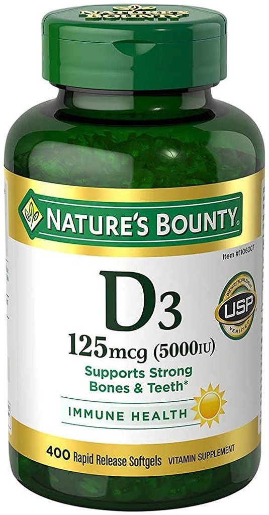 Vitamina D3 5000 iu, Rapid Release 400 Softgels