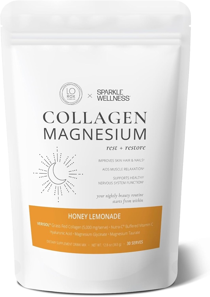 Collagen Magnesium Descanso + Restauración (Honey Lemonade) [30 Servas] Silencio VERISOL Bioactive Collagen Peptides, Magnesium Glycinate & Taurate Salts ← Lauren Roxburgh Descansar + Restaurar Silencioso Calming Beauty Routine