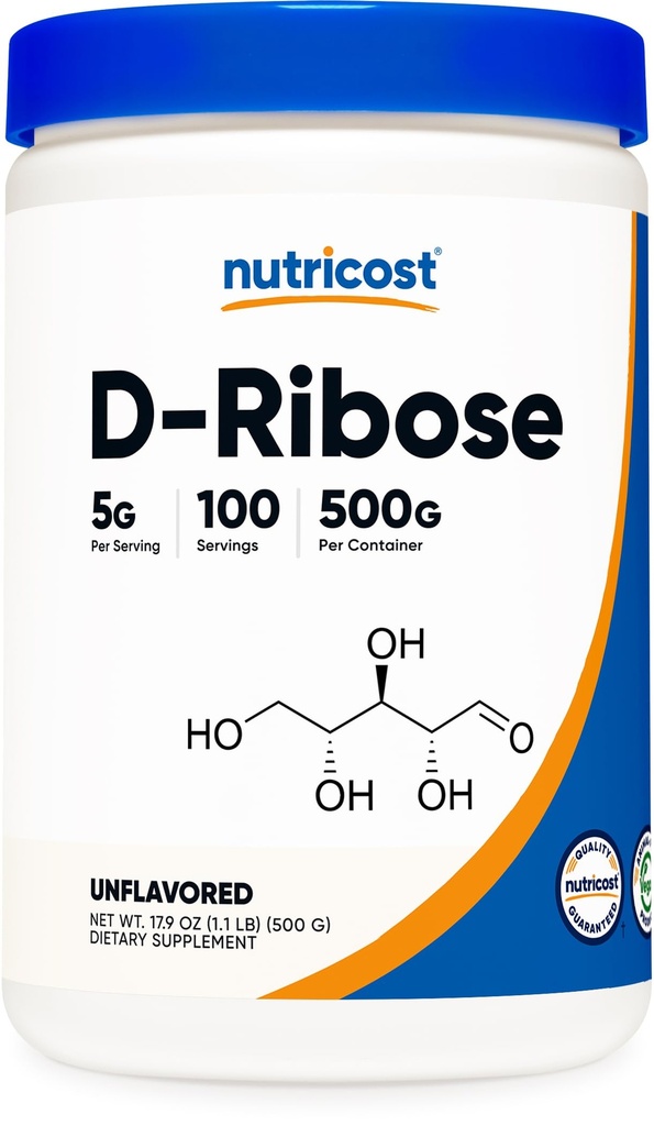 Nutricost D-Ribose Powder 500 Grams - 5000mg Por Serving, Non-GMO (500 Grams)