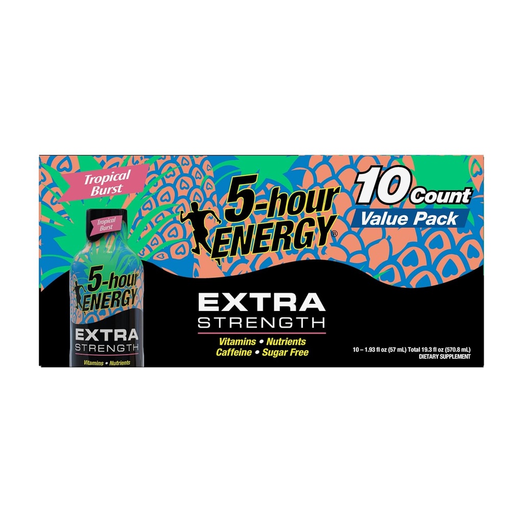 5 horas de energía, Shot Extra Strength, Tropical Burst, 1,93 Fl Oz, 10 Conde