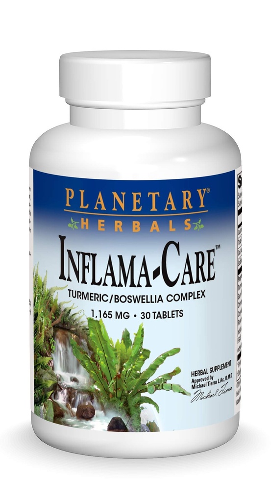 Herbals planetarios Inflama-Care 1165 mg Turmérico, Complejo Boswellia - 30 Tabletas