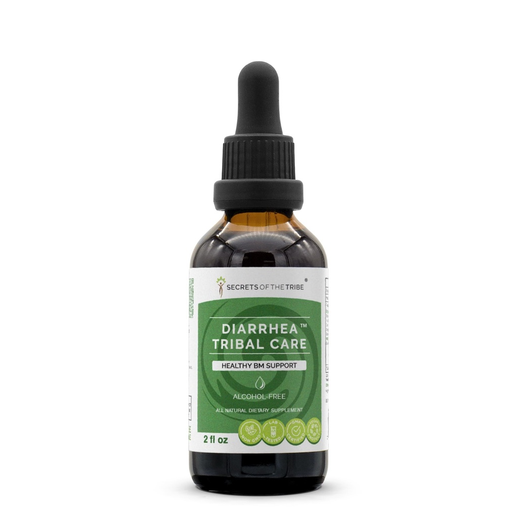 Secretos de la Tribu Diarrhea Tribal Care Tintura Extracto sin alcohol, Herbs BlackBerry Rubus Fruticosus, Chamomile Matricaria Recutita, Goldenseal Hydrastis Canadensis Digestión saludable 2 oz