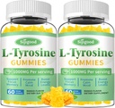 L-Tyrosine Gummies for Adults and Kids - 1000mg L-Tyrosine Supplement Focus Gummies for Brain, Mood, Energy Support, Vegan & Gluten-Free, Mango Flavor, 120 Condes