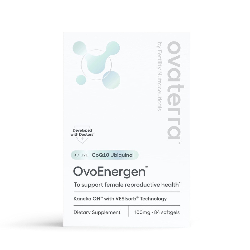 OvoEnergen CoQ10 Suplemento para las mujeres para apoyar la salud reproductiva y la fertilidad del huevo Booster con Kaneka QH, VESIsorb® Technology 84-100mg Softgel Capsules - 28 Day Supply