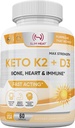Vitamina K2 + D3 con Calcio - Hueso, Corazón e Inmune Fórmula - K2 D3 Suplemento Vitamina para Mujeres y Hombre - 60 cápsulas