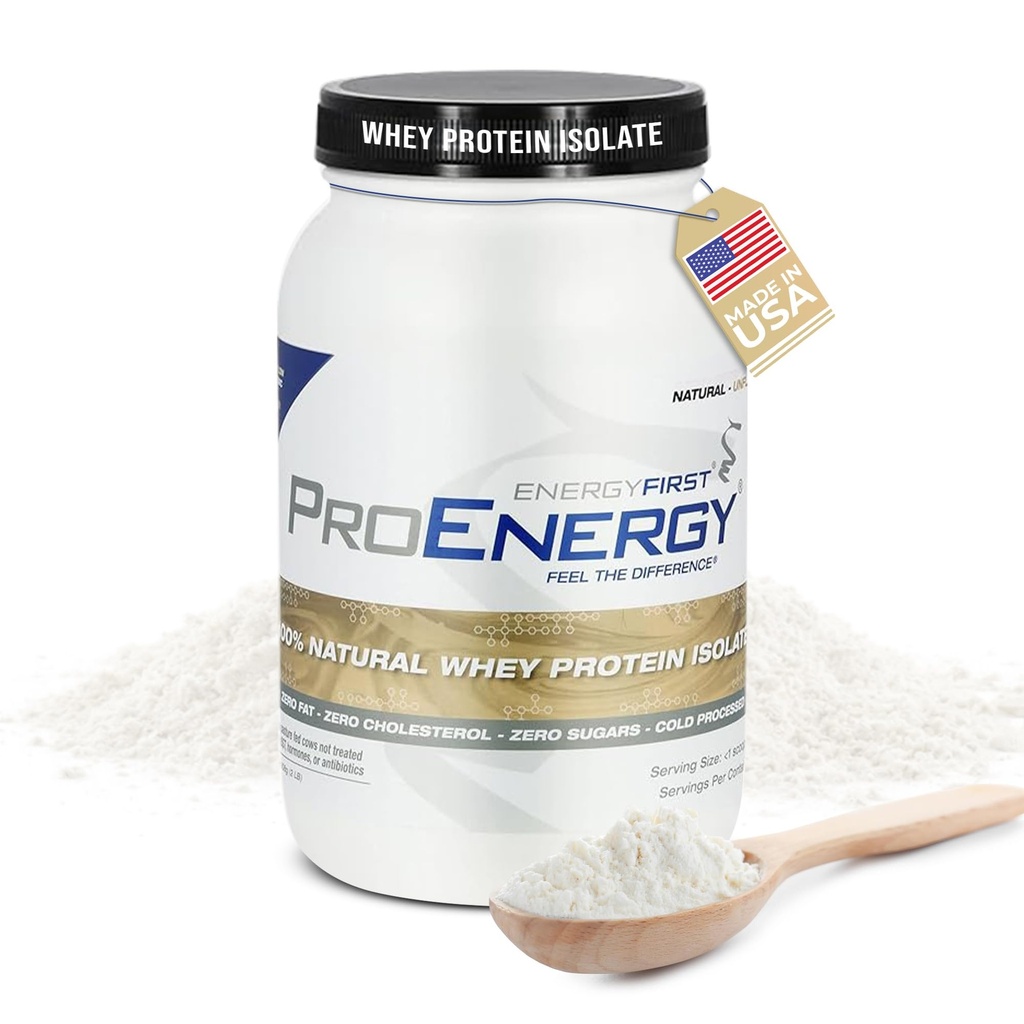 EnergyFirst Natural Grass Fed Whey Protein Isolate Powder, Unflavored Protein Powder, ProEnergy Protein Shake for Meal Replacement " Post Workout Recovery, Non-GMO, Sugar " Gluten Gratis 36 Servings