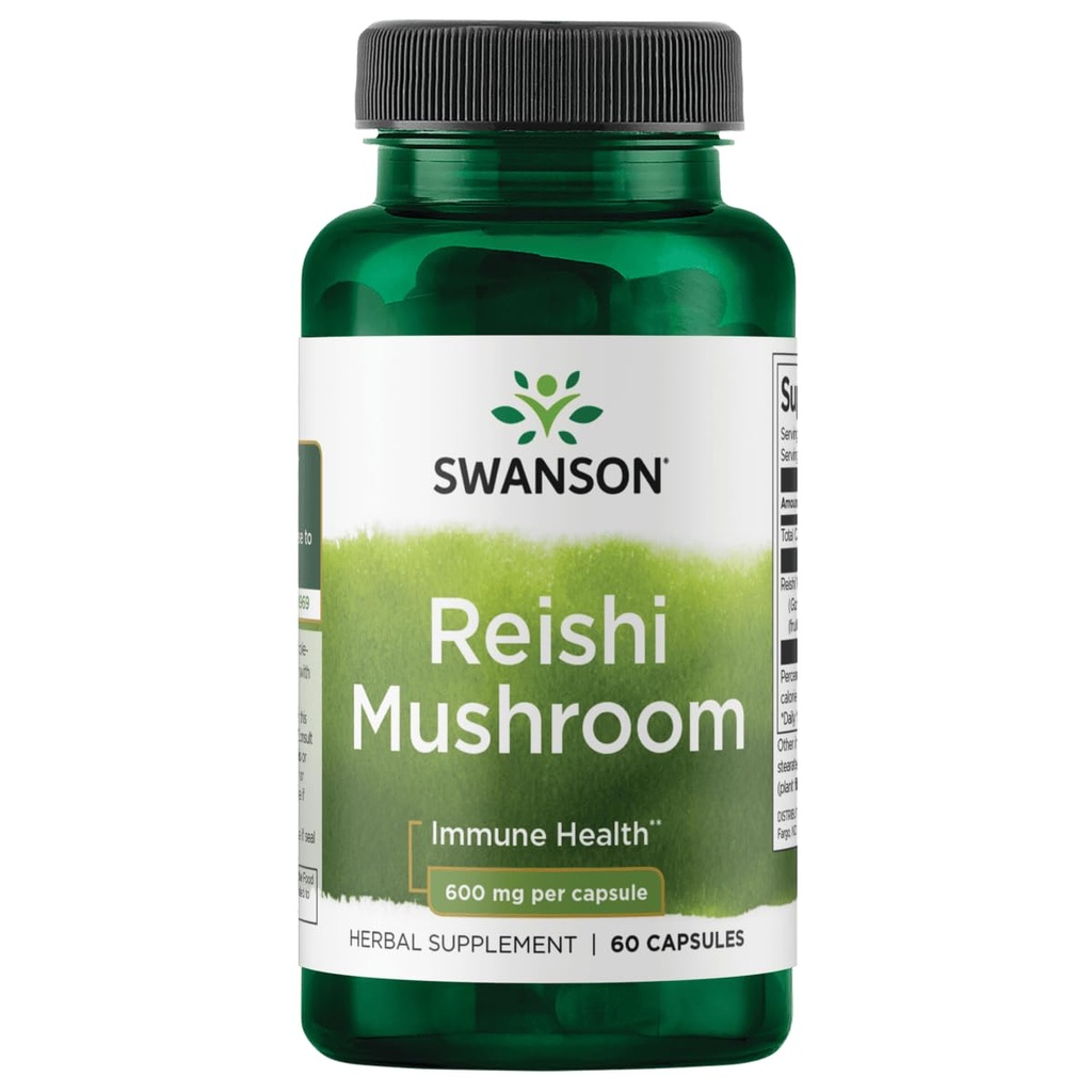 Swanson Reishi Mushroom Función Mood Soporte 600 Milligrams 60 cápsulas