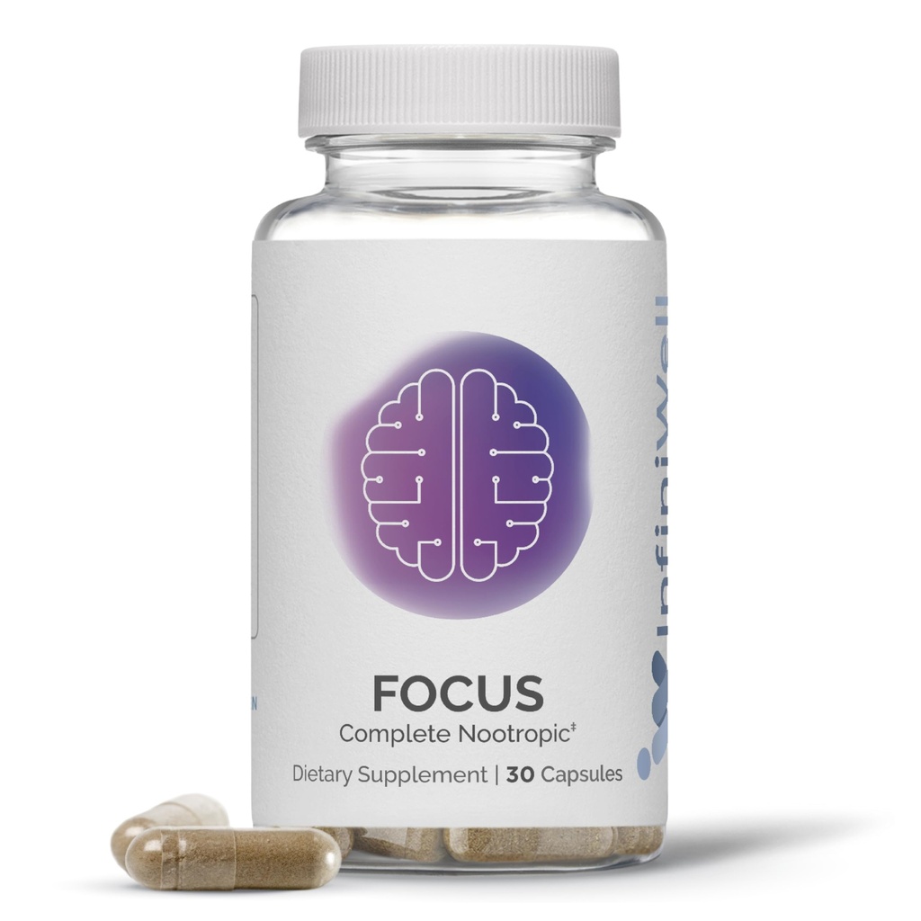 InfiniWell Focus Supplement - Breakthrough Nootropic - Ayuda Brain Health ' Working Memory Support - Optimize Daily Neurological Processing, Mental Acuity, Energy & Cognitive Function (30 Capsules)