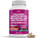 NUEVA Láminas de colágeno de AGE Biotin Keratin Saw Palmetto Ácido Hialurónico - Piel de pelo y uñas Vitaminas y Bloqueador DHT con vitamina E Folic Acid Pumpkin Seed MSM- 90 Conde