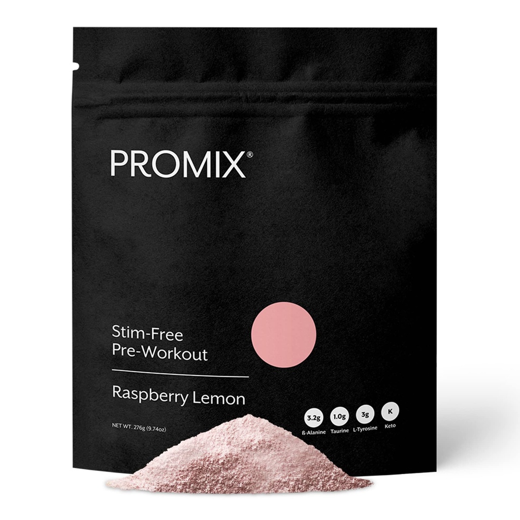 ProMix Nutrition Stim-Free Pre-Workout Powder, Raspberry Lemon - 274g - Maximize Focus, Energy & Performance - Vitamin B12, Taurine, Beta-Alanine &amp; L-Tyrosine - 30 Servings (Pack of 1)