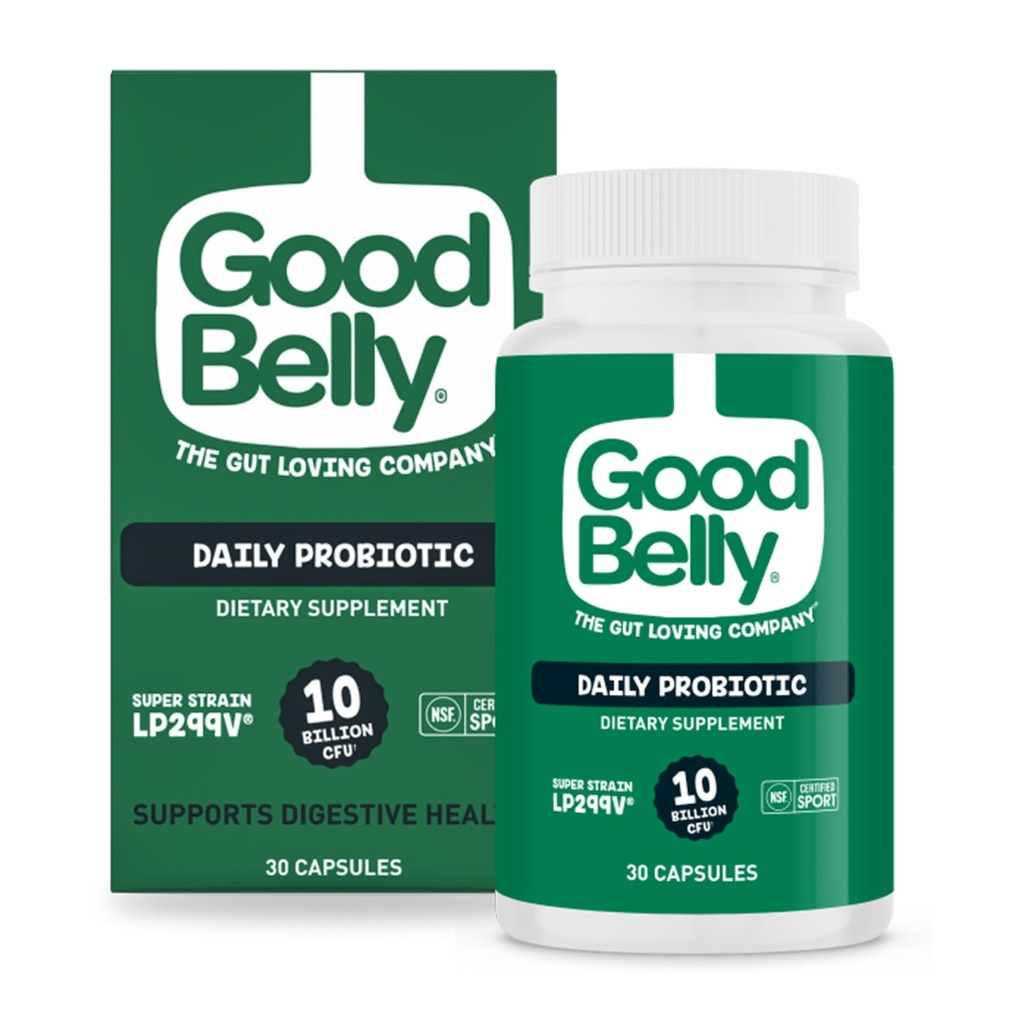 GoodBelly Cápsulas Probióticas para la Salud Digestiva Silencioso Suplemento Probiótico Vegan con 10 Billones Culturas en vivo Ø Probióticos para Mujeres y Hombres