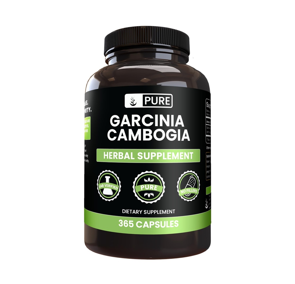 PURE ORIGINAL INGREDIENTES Garcinia Cambogia, No Magnesio o Rice Fillers, Siempre Puro, Lab Verificado (365 Cuenta)