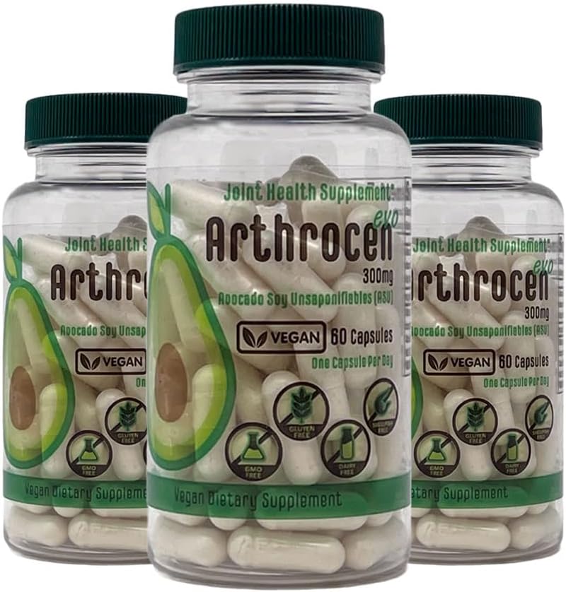 EVO Vegan Joint Health Supplement, 300Mg Avocado Soy Unsaponifiable, 60 Day Supply, One Capsule Por Day (6 Meses)