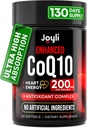 Alta Absorción CoQ10 200MG - Co Q10, 200mg Softgels para la salud cardíaca y la producción de energía - Enhanced Co Q 10 Suplemento con antioxidantes y aceite de linaza - CoQ10 200 mg Por Serving