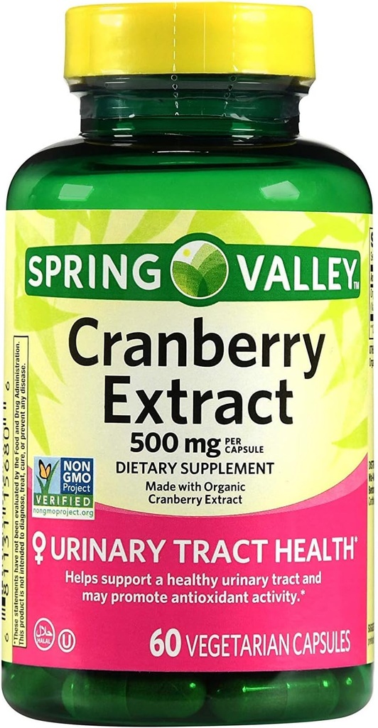 Extracto de arándano de Spring Valley, 60 cuentan, 500 mg por cápsula
