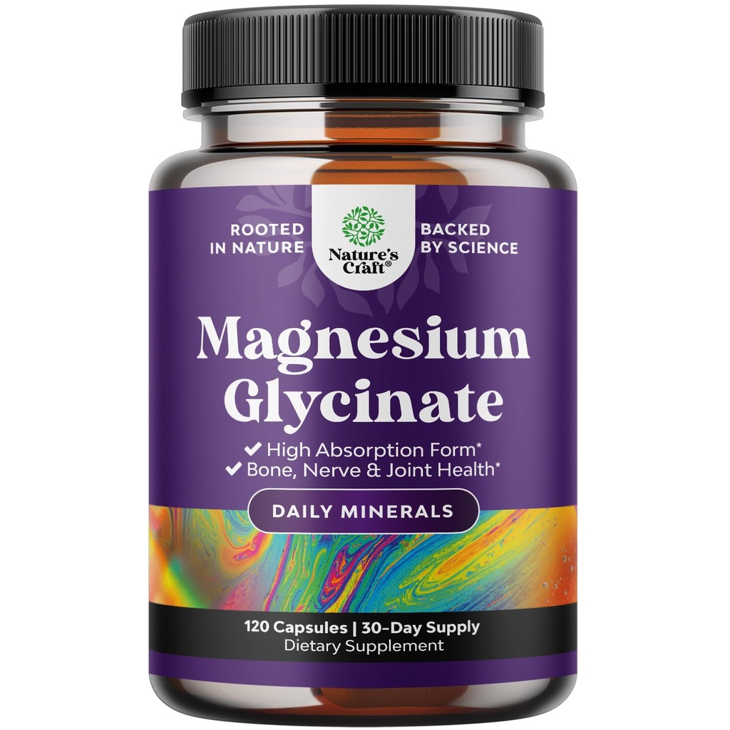 Puro Magnesio Glycinate Suplemento 500mg - Magnesio para el sueño y los cápsulas de descanso para hombres &amp; mujeres - Píldoras de alta absorción vegana de sabor para el apoyo a la relajación - 120 Conteo
