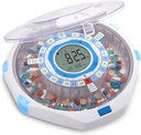 LiveFine WiFi Automatic Dispenser y Remote Medication Monitoring System with Locking Key, 28-Day Medication Organizer Up To 9 Doses Per, Adjustable Light/Sound Alarms For Prescriptions &amp; Vitami