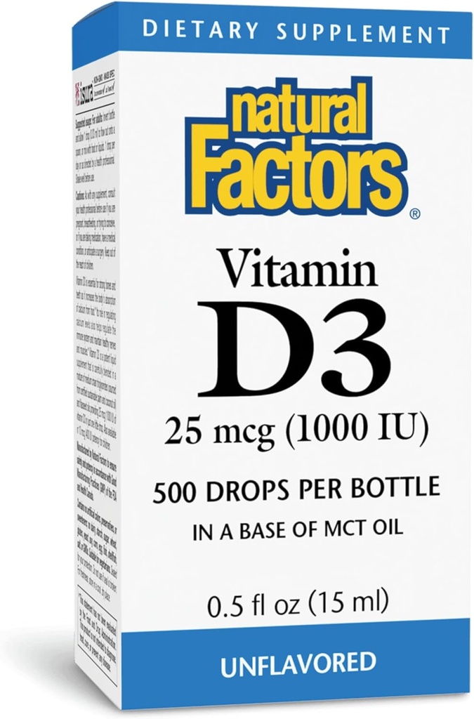 Factores naturales Vitamina D3 1000iu Liquid 0,5 OZ (Multi-Pack)